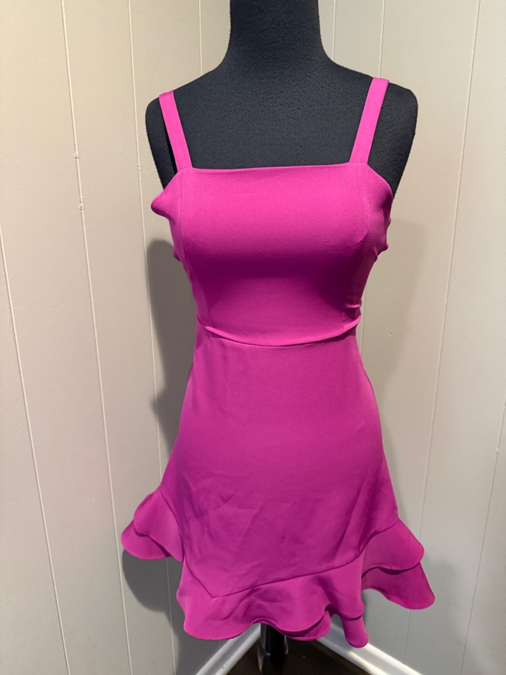 B40 Rare Editions Girls Magenta Square Neck Ruffle-Hem Party Dress